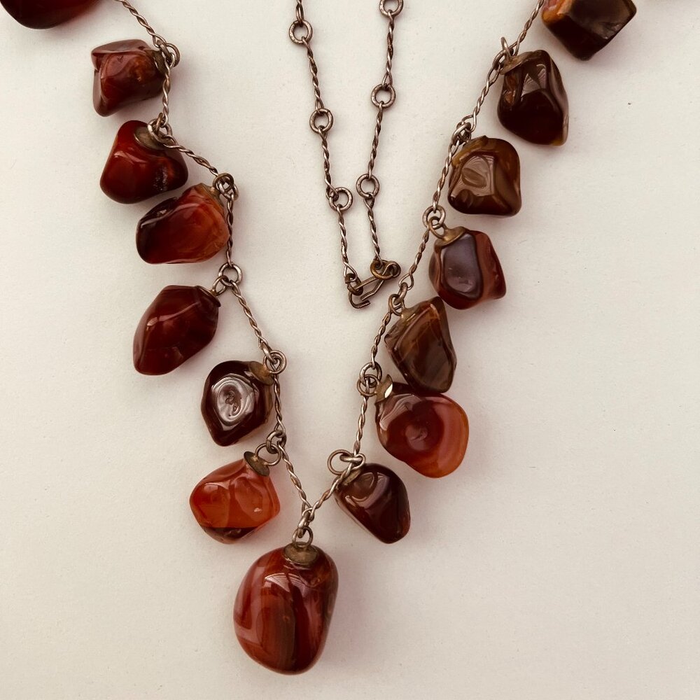 Carnelian  Agate Drop Gemstone Necklace